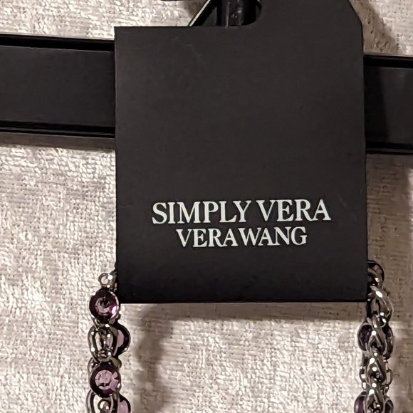 Simply Vera Wang Gun Metal with Purple Accents 3-Layer Necklace NWT - Picture 3 of 9